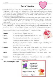 English Worksheet: Valentines Day reading and exercises