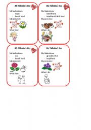English Worksheet: Valentines Day activity cards