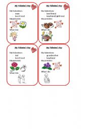 English worksheet: Valentines Day activity cards