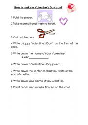 English Worksheet: Valentines Day How to make a Valentines Day Card