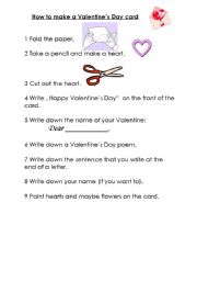 English worksheet: Valentines Day How to make a Valentines Day Card