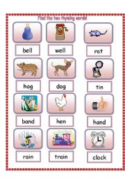 English Worksheet: Find the two rhyming words