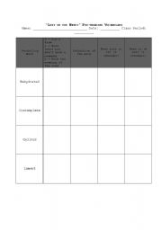 English worksheet: Lost in the Waves Pre-Reading Vocabulary Check 