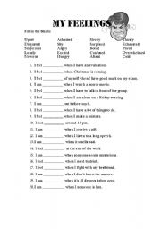 English Worksheet: My feelings