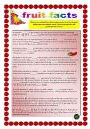 English Worksheet: Fruit Facts Use of English with Key