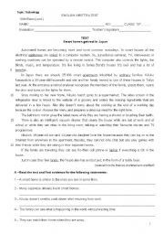 English Worksheet: Smart houses in Japan