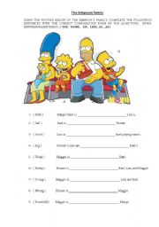 English Worksheet: The Simpsons Family. 