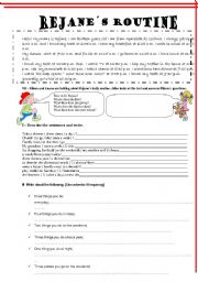 English Worksheet: REJANES DAILY ROUTINE