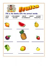 English Worksheet: FRUITS