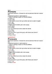 English worksheet: Pronouns