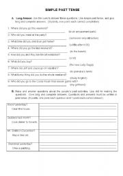 English Worksheet: SIMPLE PAST TENSE. 