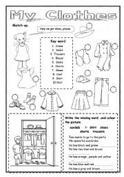 English Worksheet: My clothes