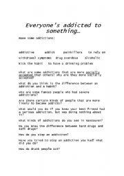 English Worksheet: Addictions