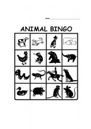 English worksheet: Animal Bingo