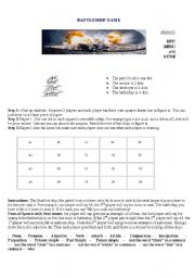 English Worksheet: Battleship game covers verb tenses and 9 parts of speach