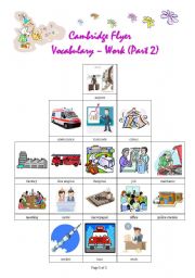 English Worksheet: Cambridge YLE - Flyer -Vocabulary - Work (Part 2) (Key included)