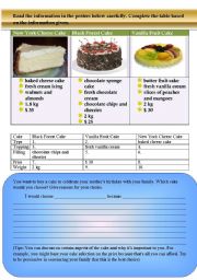 English Worksheet: Cakes!