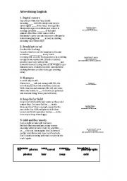 English worksheet: Advertisement Gap fill