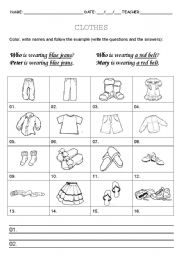 English Worksheet: clothes