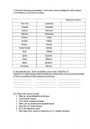 English worksheet: Countries & NAtionalities