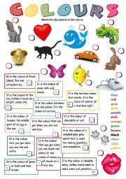 English Worksheet: COLOURS (KEY included)