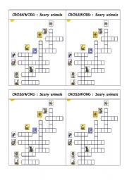 English worksheet: Scary naimals crosswords