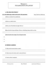 English Worksheet: webquest: THE ABOLITION OF SLAVERY