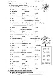 English worksheet: basic grammar revision 