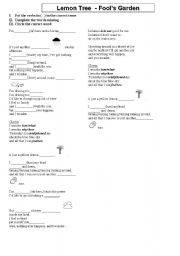 English Worksheet: Lemon Tree- Fools Garden