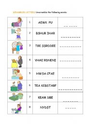 Daily Routines Word Scramble