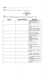 English Worksheet: Unit 1 Test