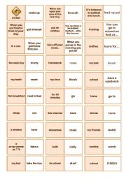 English Worksheet: Dominoes with your daily routine