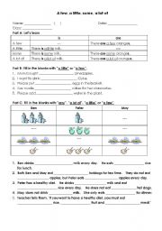 English Worksheet: A few, a little or a lot of