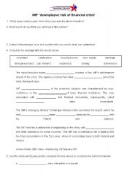 English Worksheet: BBC audio - words in the news - Financial Crisis - IMF