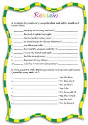 English worksheet: Auxiliary Verbs Review