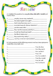 English Worksheet: Auxiliary Verbs Review