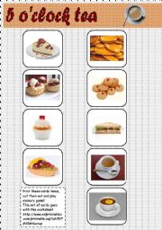 English Worksheet: 5 oclock tea memory game