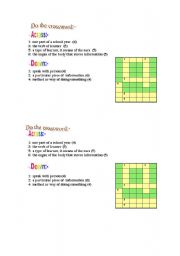 English Worksheet: crossed words