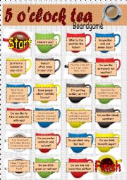 English Worksheet: 5 oclock tea boardgame