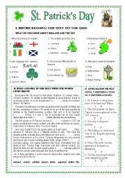 English Worksheet: St. Patricks Day