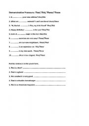 English Worksheet: demonstrative pronouns