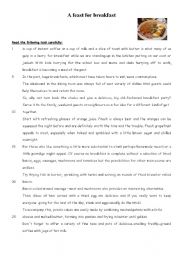 English Worksheet: A feast for breakfast