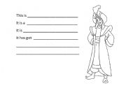 English Worksheet: Aladdin description - describe a character / cartoon