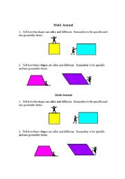 English Worksheet: Compare & Contrast Geometric Shapes