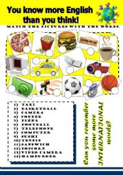 English Worksheet: International words