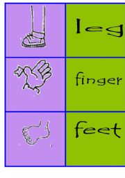 English Worksheet: parts of the body cards 2/2