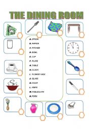 English Worksheet: dinning room objects