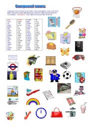 English Worksheet: Compound nouns - word and picture match