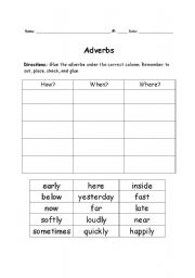 English worksheet: Adverbs