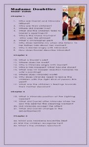 English Worksheet: Reader - Madame Doubtfire Study guide